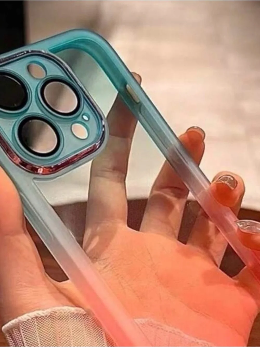 Teal to Pink Gradient Phone Case with Protective Camera Ring